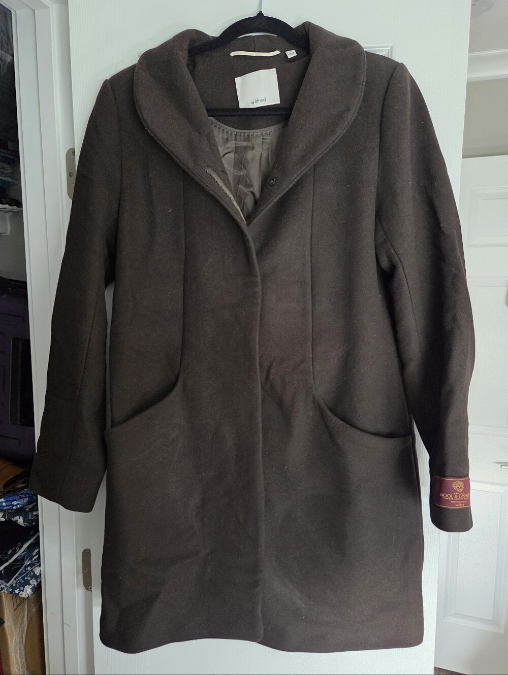 Wilfred Dark Olive Green Wool-Blend Hooded Pea Coat